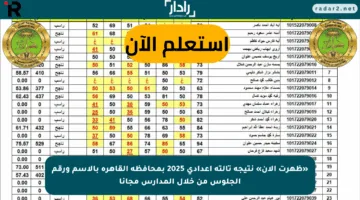 «ظهرت الان» نتيجة تالتة إعدادي 2025 بمحافظة القاهرة بالاسم ورقم الجلوس من خلال المدارس مجانا